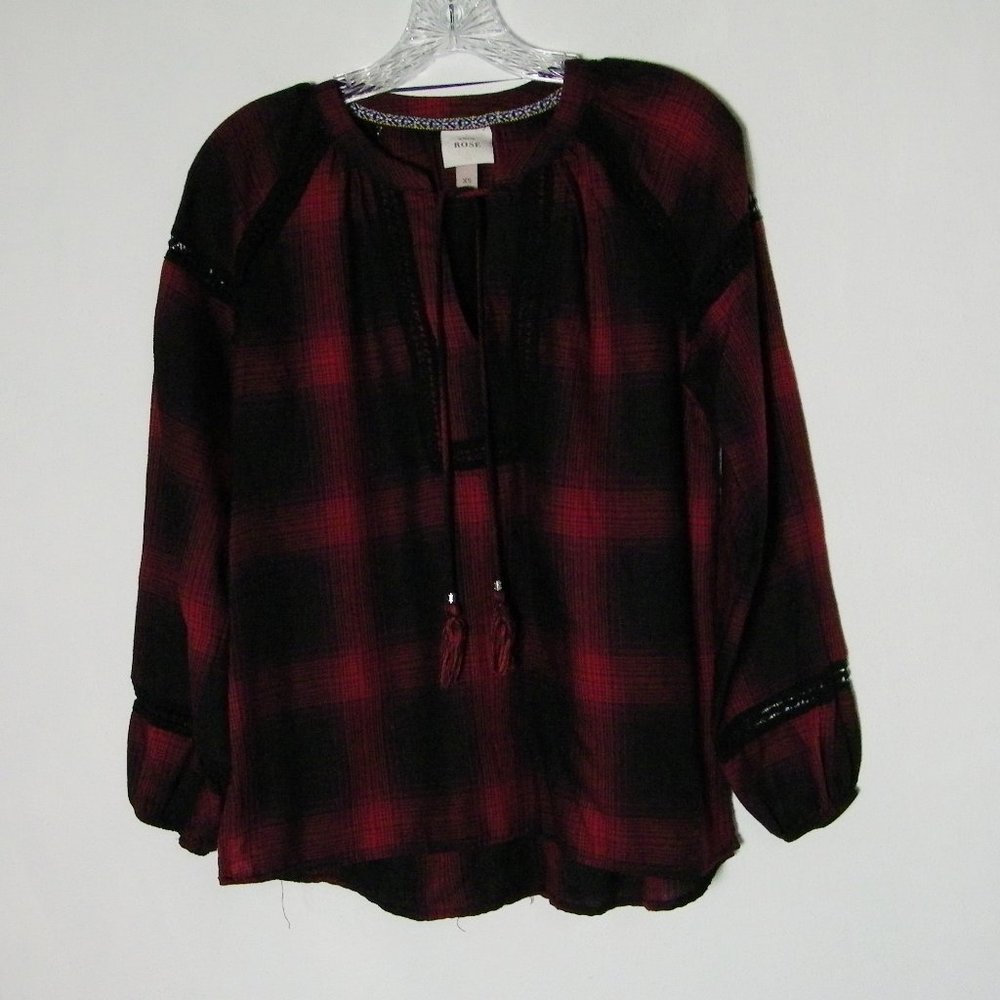 Knox Rose Women's BOHO Hippie Long Sleeves Blouse.Sz XS